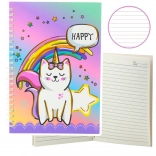 Caiet colorat cu pisică unicorn A5 60 de pagini