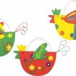 Găinușe colorate din lemn – set 3 buc