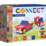 Set de construcție Connect 2în1 cabriolet/dubă din plastic, 87 piese, în cutie 19x13,5x9 cm