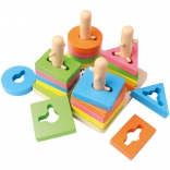 Joc din lemn de înșirat cu forme 15 cm