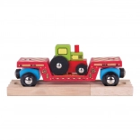 Bigjigs Rail vagon cu tractor și două șine