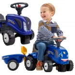 Trotinetă-traktor NEW HOLLAND cu remorcă și accesorii pentru copii de la 1 an