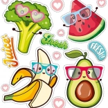 Autocolante vesele de călcat cu fructe