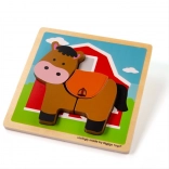 Puzzle de tip inserție Cal Bigjigs Toys