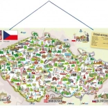 Hartă magnetică Woody a Republicii Cehe cu imagini și joc de societate 3 în 1