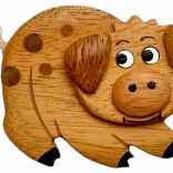 magnet din lemn în formă de purceluș – decorațiune făcută manual pentru frigider