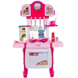 Bucătărie roz pentru copii cu sunete și lumini, cu șorț și ceas