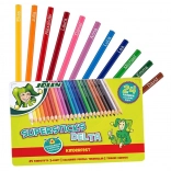 Creioane colorate triunghiulare DELTA, 24 de culori, cutie metalică