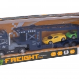 Cap tractor metalic cu mașini cu mecanism inerțial 42 cm cu lumină și sunet