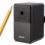 Ascuțitoare manuală cu manivelă, cu recipient și reglare a muchiei – neagră