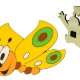 Magnet din lemn fluture galben Dodo