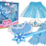 Set mică prințesă – rochie albastru deschis și accesorii