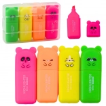 Set mini evidențiatoare ursuleți în carcasă de plastic, 5 buc