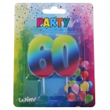 Lumânare aniversară numărul 60 curcubeu