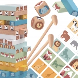 Tooky Toy turn de echilibru din lemn cu animale, 82 piese