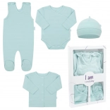 Set nou-născut cu 4 piese NEW BABY I AM, mentă, măr. 56 (0–3 luni)