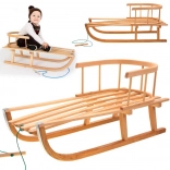 Săniuțe din lemn cu spătar și tracțiune