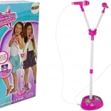 Microfon karaoke dublu pentru copii cu stativ și lumini, MP3