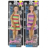 Păpușă în rochie în dungi cu brațe articulate 28 cm