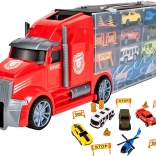 Camion cu mașinuțe și elicopter