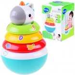 Jucărie stivuibilă colorată cu zornăitoare și unicorn