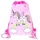 Rucsac școlar Unicorn pe curcubeu roz 35x27 cm