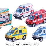 Model metalic de mașină de poliție și ambulanță cu mecanism pull-back