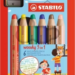STABILO Set 6 creioane colorate 3în1 cu ascuțitoare