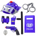 set de poliție pentru copii – cască, pistol, cătușe și accesorii, 9 piese