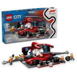 LEGO City F1 pit stop și mecanici cu monopostul FERRARI