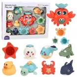Set de jucării pentru baie cu animale marine și crab, 12 piese