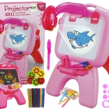 Tablă de desen dublă față cu proiector – roz