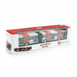 Autobuz articulat din metal PID Praga roșu 18 cm