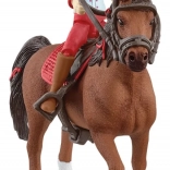 schleich horse club set de echitație hannah și cayenne cu figurină articulată