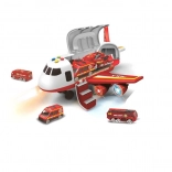 Avion de pompieri cu spațiu de încărcare și 3 mașinuțe