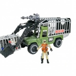 Soldat vânător de dinozauri – set cu camion și cușcă 40 cm