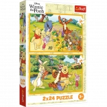 Puzzle 2x24 Disney Ursulețul Winnie - Ziua în grădină