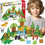Cărămizi magnetice Woopie 3D – set educațional animale rare, 45 piese