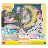 Sylvanian Families paradă în nori – locomotivă zburătoare cu platformă lunară și avion cu balon