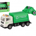 Mașină de gunoi din plastic 17 cm cu mecanism inerțial, lumină și sunet