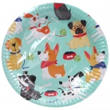 Farfurii de petrecere cu motiv CÂINE 23 cm, 6 buc.