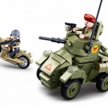 Sluban Al Doilea Război Mondial vehicul blindat mic set de construcție