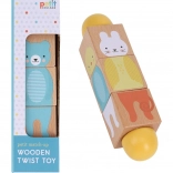 Petit Collage jucărie din lemn rotativă cu motiv de animăluțe