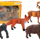 Set figurine animale din pădure: Cerb, Mistreț, Vulpe, Gorilă