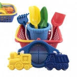 Set de nisip pentru copii cu coș, găletușă și forme