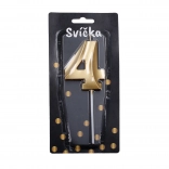 Lumânare de petrecere Aurie cifră 4