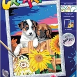 Pictură după numere CreArt Apus de soare Paw-Fection