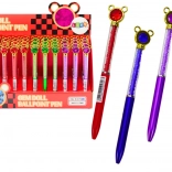 Pix cu bilă cu decorațiune în formă de șoricel și pietricele strălucitoare, mină albastră 0,7 mm