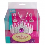 Set pentru mici prințese – coroniță roz, colier și cercei