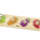 Puzzle din lemn cu butoane – legume